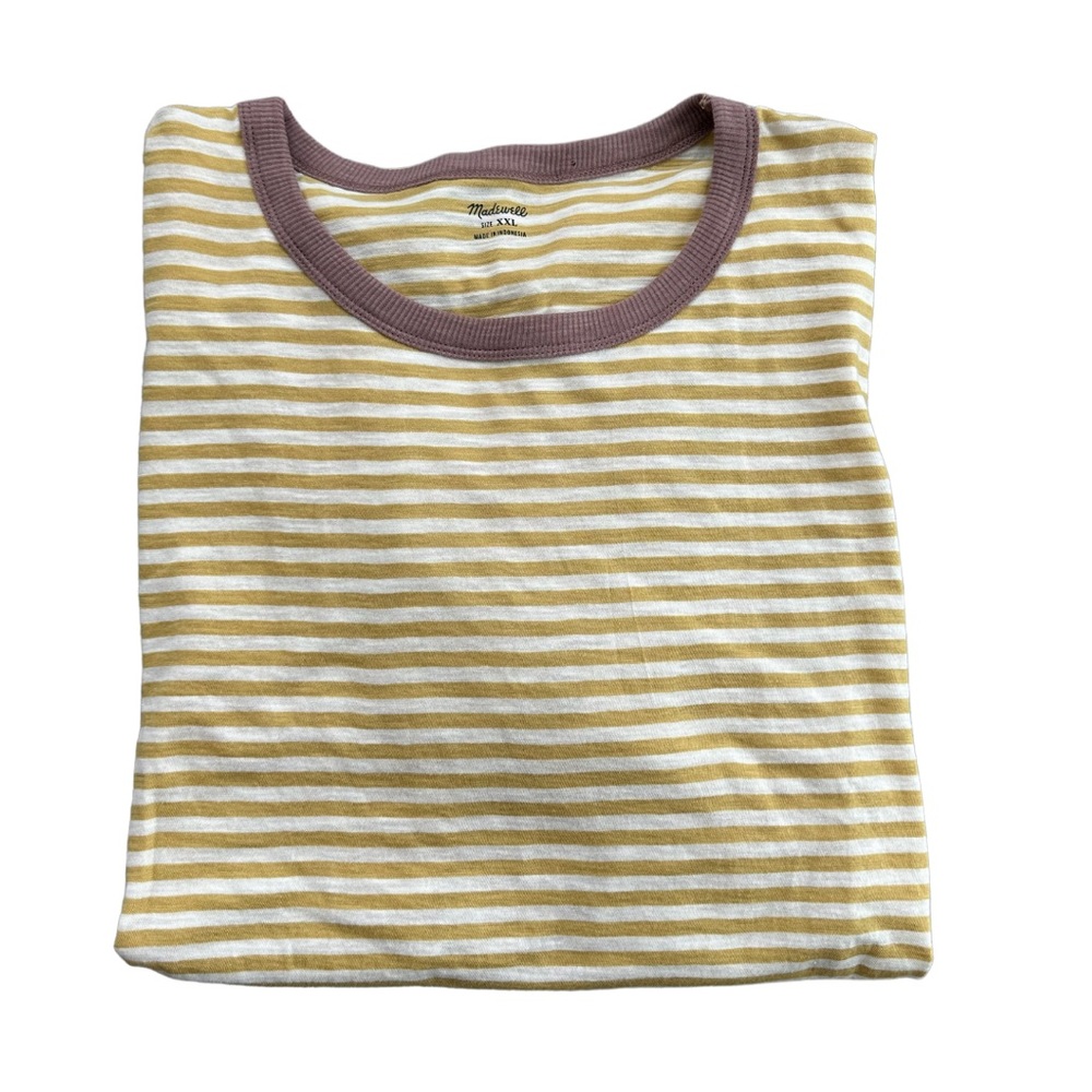 Madewell Retro Stripe Crewneck Short Sleeve T-Shirt in Autumn Gold